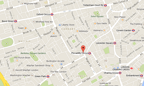 Map of Piccadilly Circus