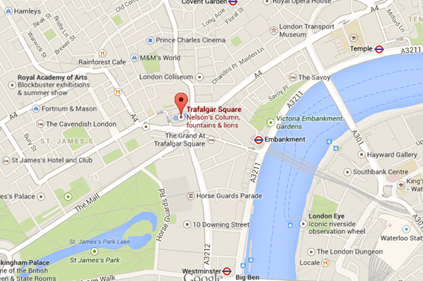 Map of Trafalgar Square